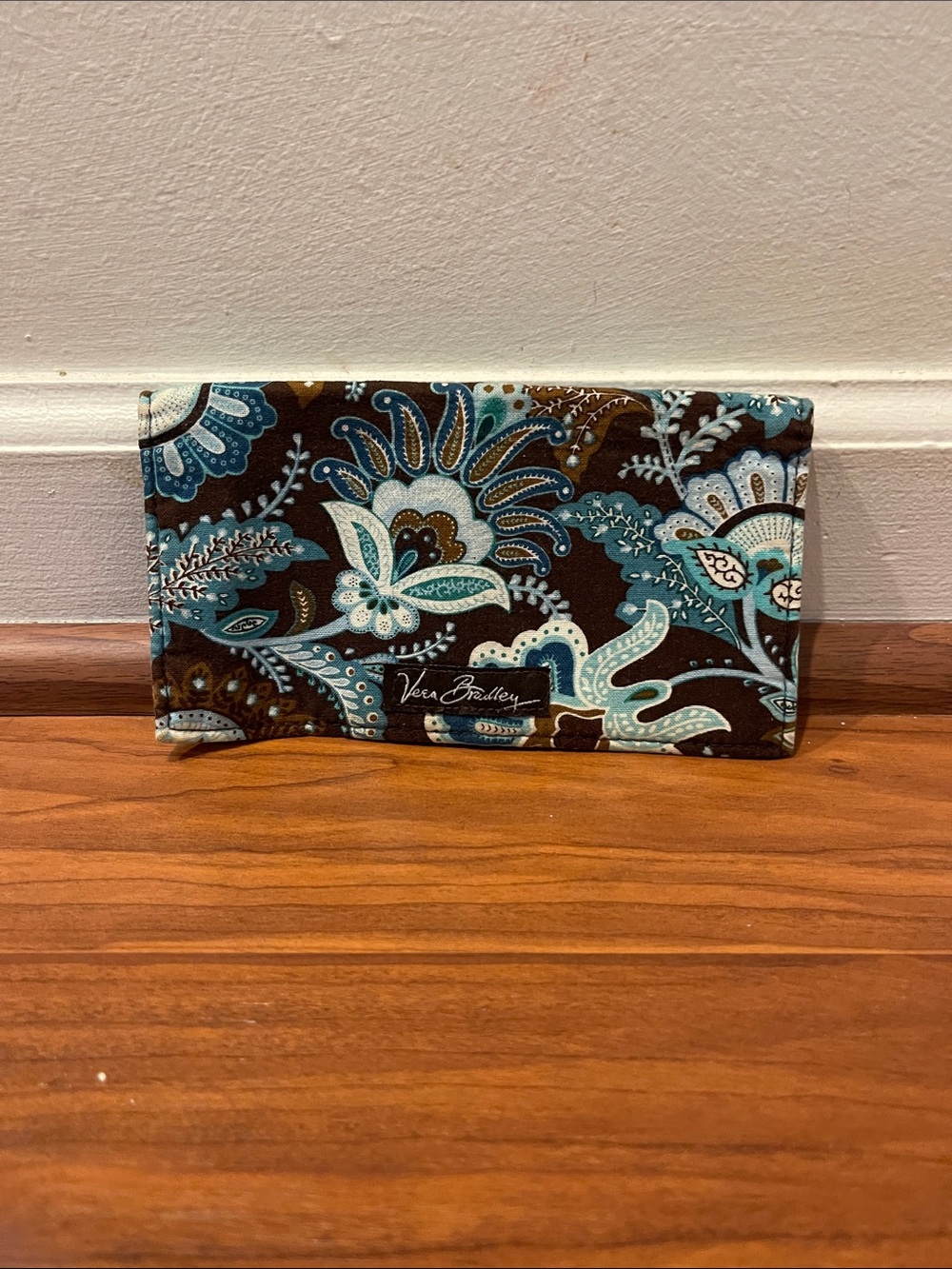 Vera Bradley Teal and Brown Paisley Checkbook Wallet